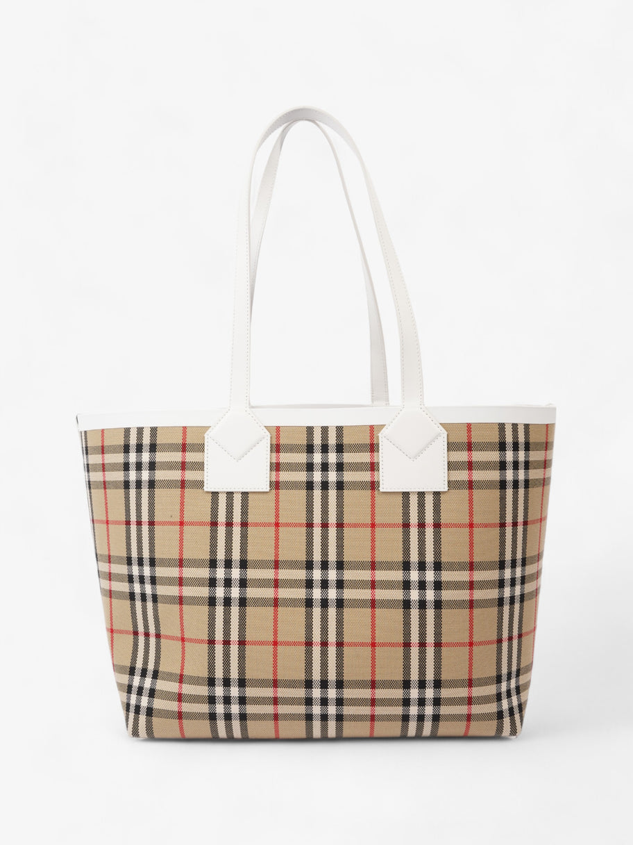 Burberry London Check Tote Bag Vintage Check / White Fabric Medium Image 5