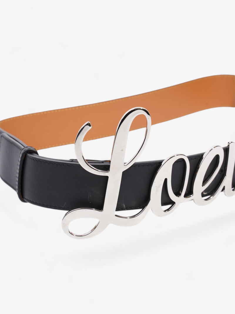  Loewe Logo Belt Black / Silver Leather 90cm