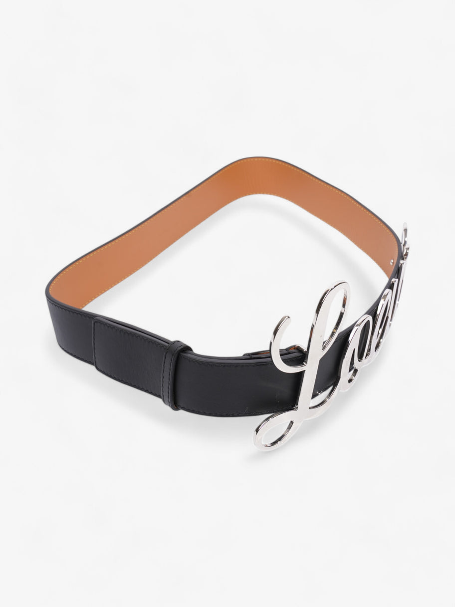 Loewe Logo Belt Black / Silver Leather 90cm Image 3