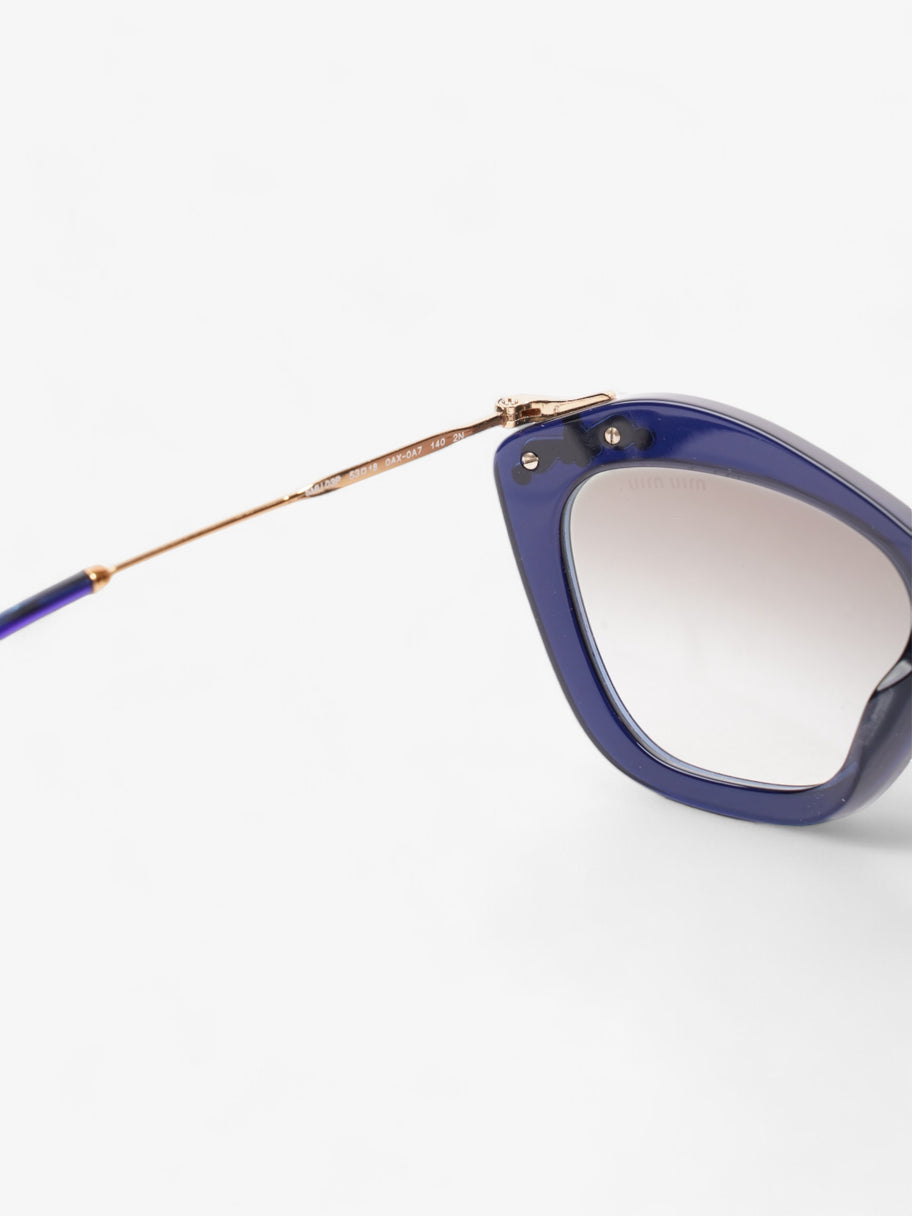 Miu Miu Crystal Embellished Cateye Sunglasses Dark Blue / Gold Acetate 140mm Image 5