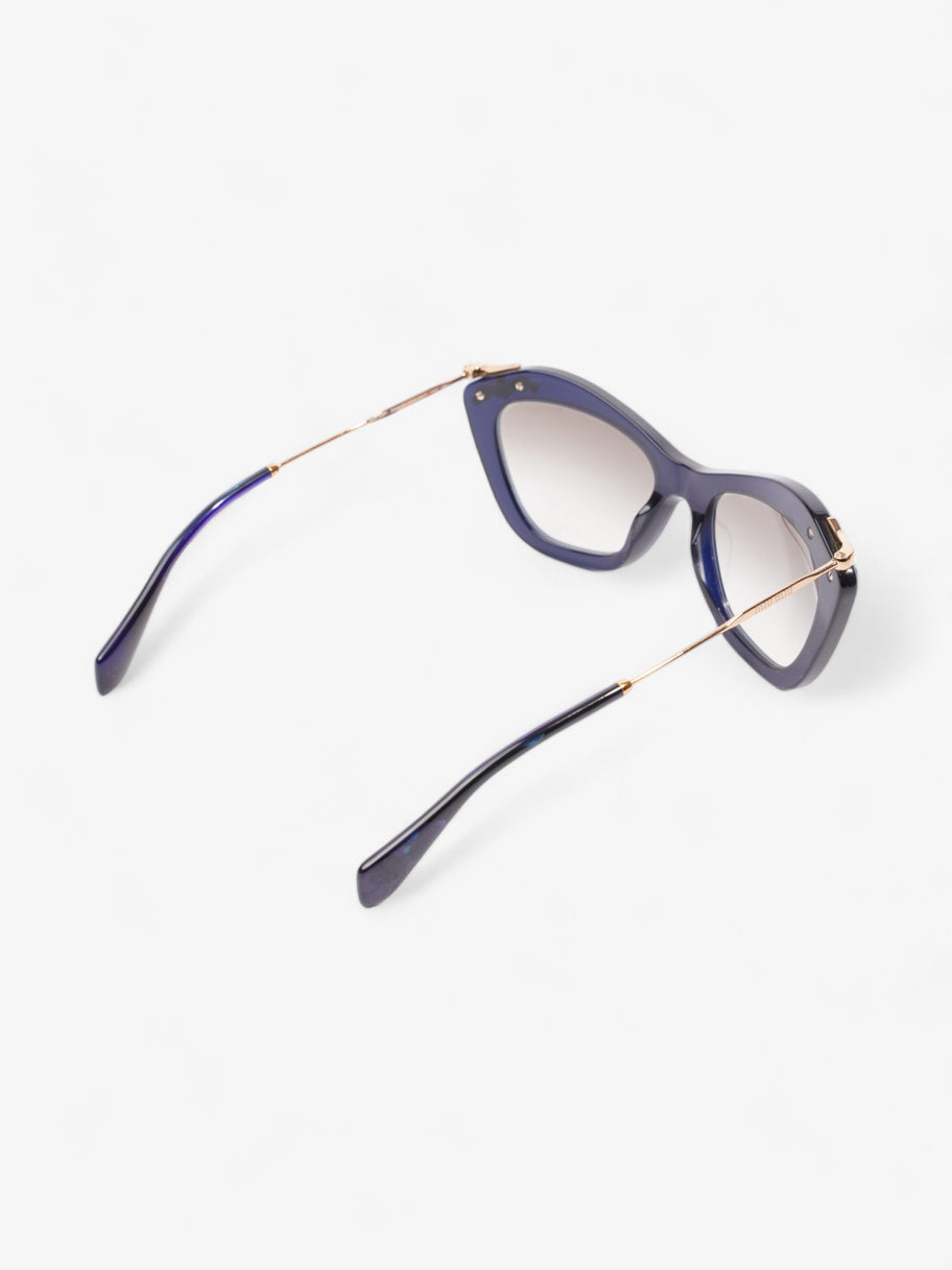 Miu Miu Crystal Embellished Cateye Sunglasses Dark Blue / Gold Acetate 140mm Image 7