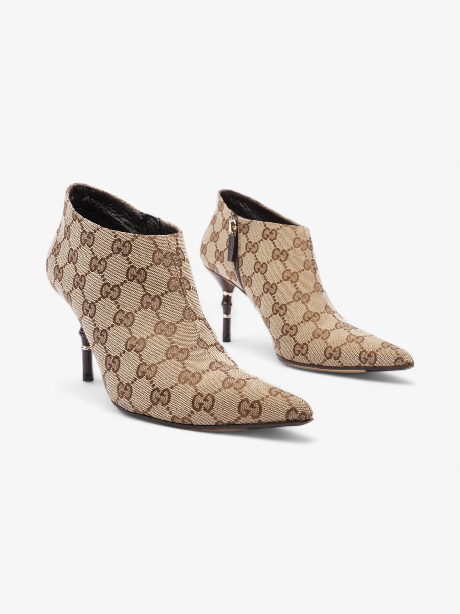 Gucci Ankle Heeled Boots 85mm Beige And Ebony GG Supreme Canvas EU 37.5 UK 4.5 Image 2