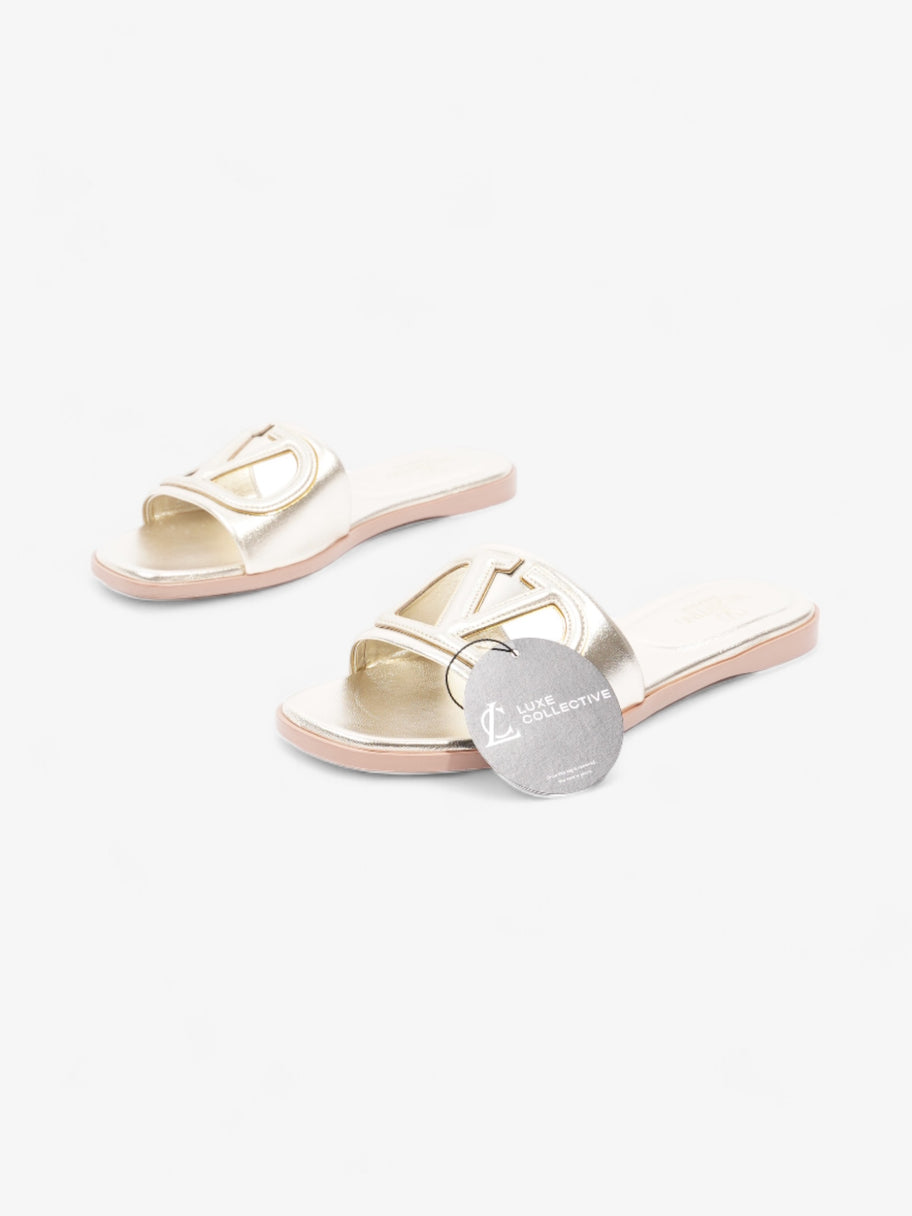 Valentino V Logo Slide Gold Leather EU 38 UK 5 Image 10