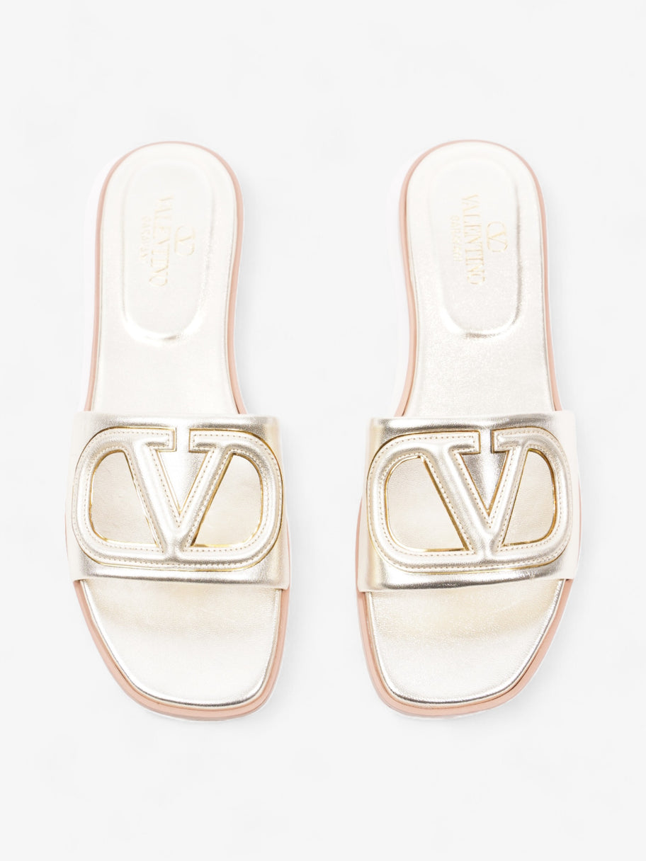 Valentino V Logo Slide Gold Leather EU 38 UK 5 Image 8