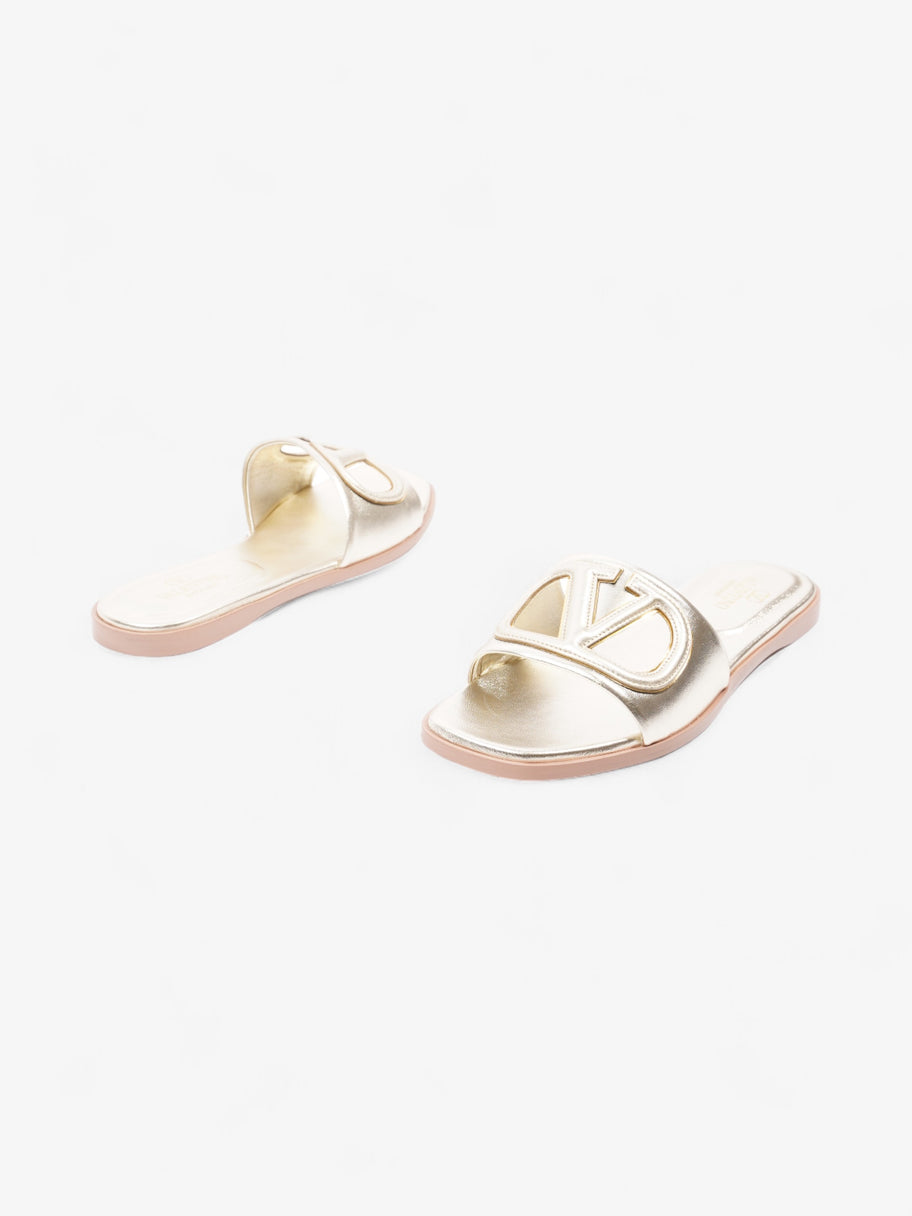 Valentino V Logo Slide Gold Leather EU 38 UK 5 Image 9