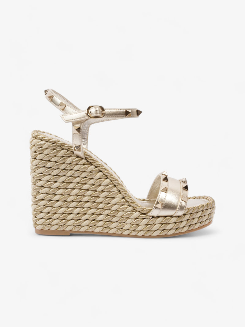  Valentino Rockstud Wedges 120mm Champagne Leather EU 39 UK 6