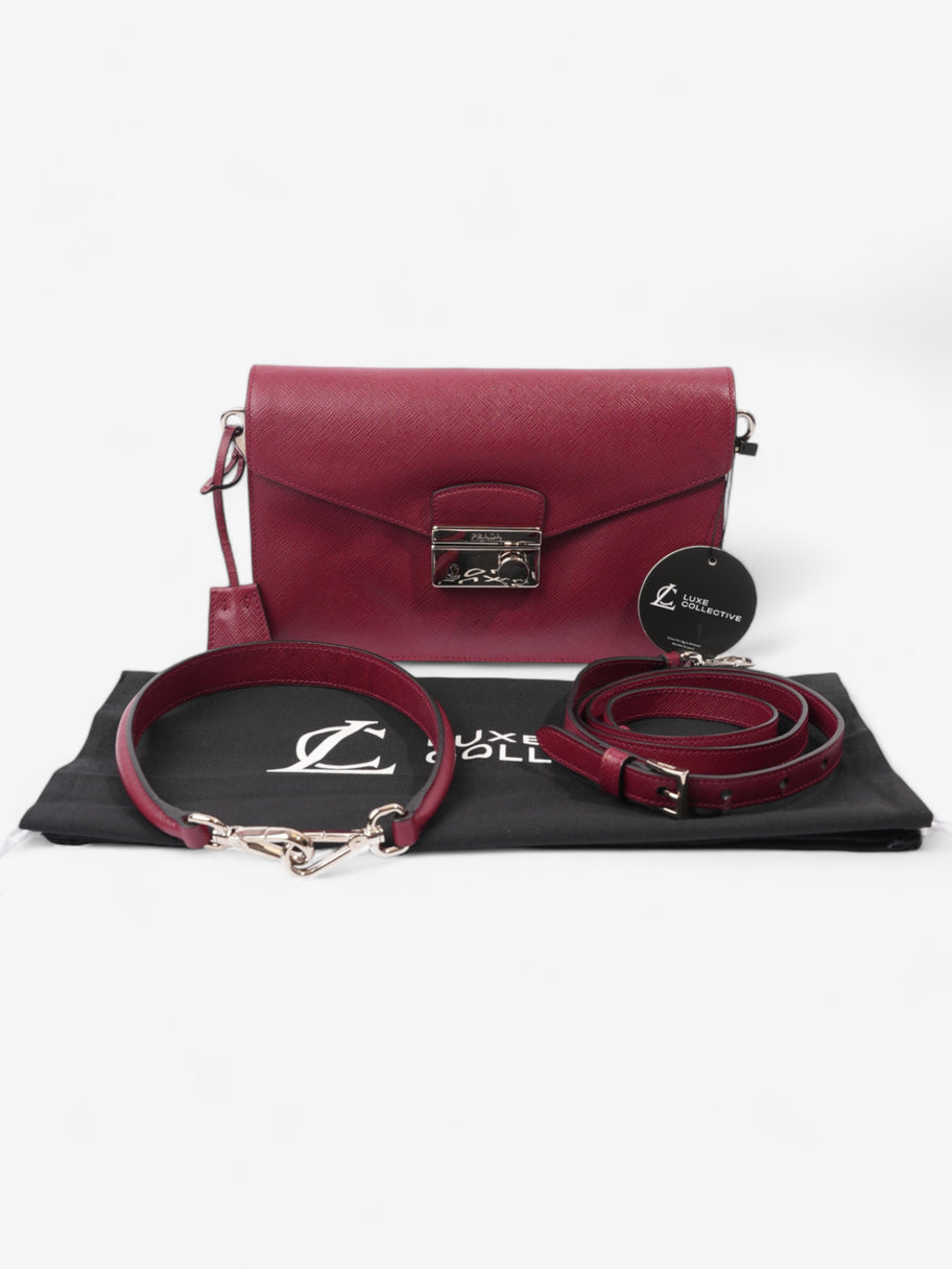 Prada Sound Two Way Bag Burgundy Saffiano Leather Image 11