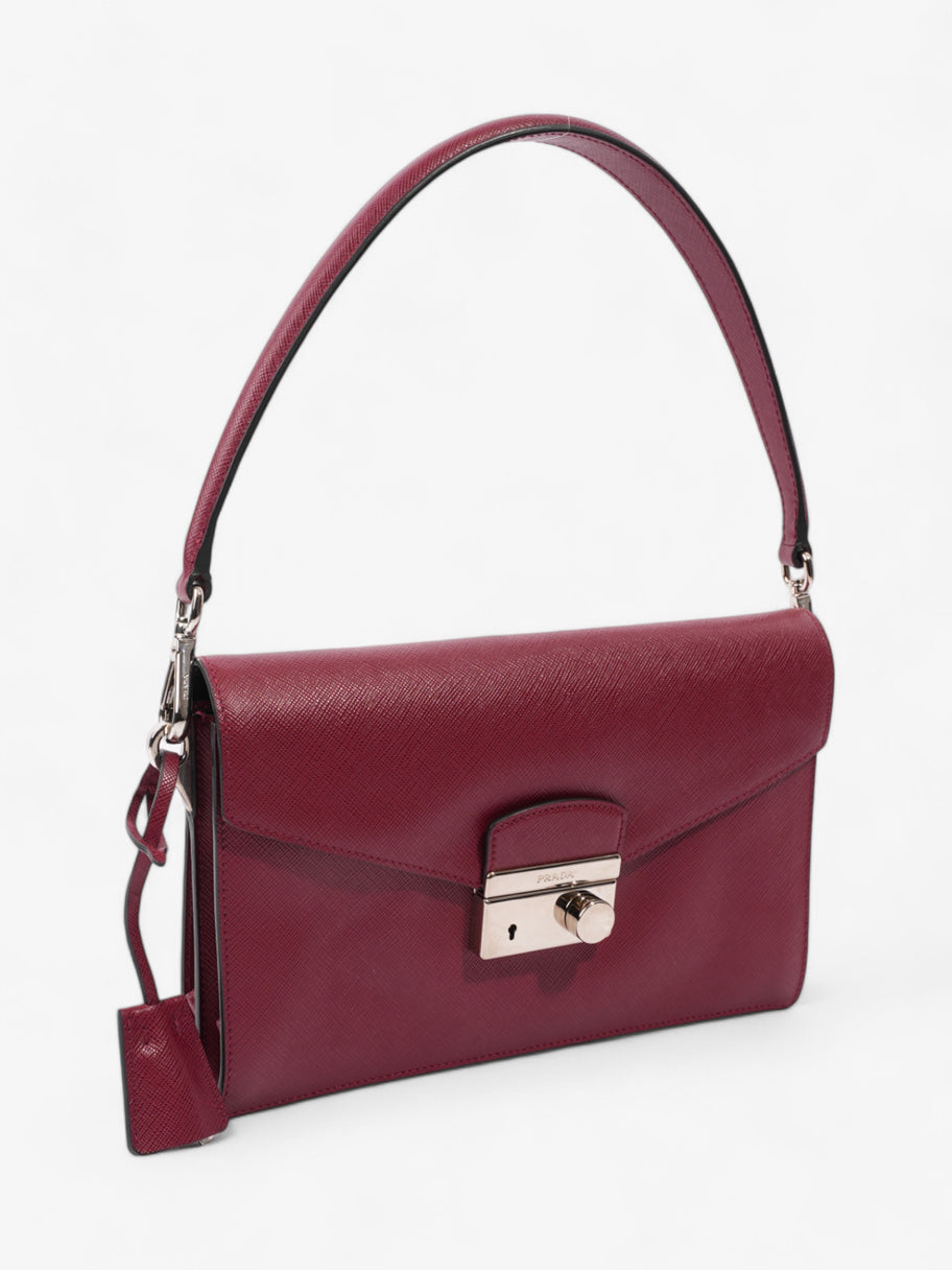 Prada Sound Two Way Bag Burgundy Saffiano Leather Image 7