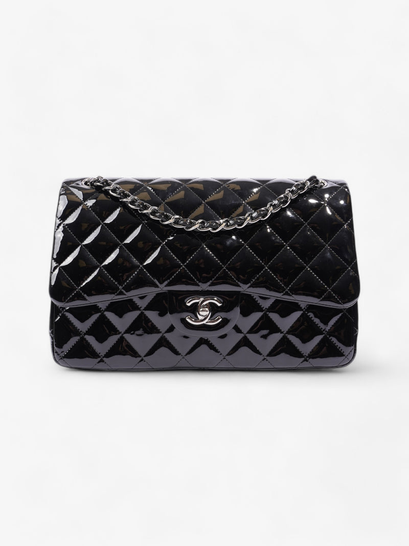  Chanel Classic Double Flap Black Patent Leather Jumbo