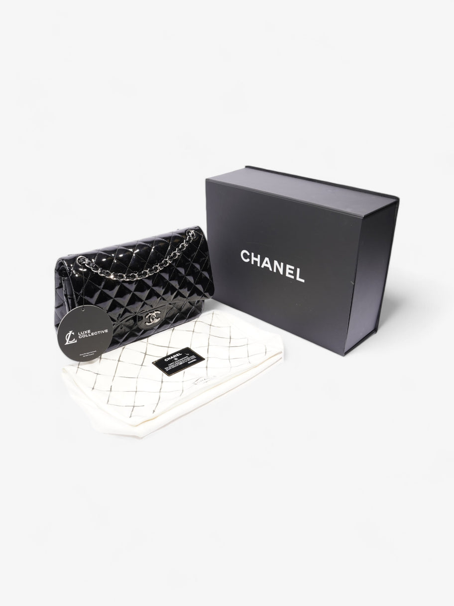 Chanel Classic Double Flap Black Patent Leather Jumbo Image 10