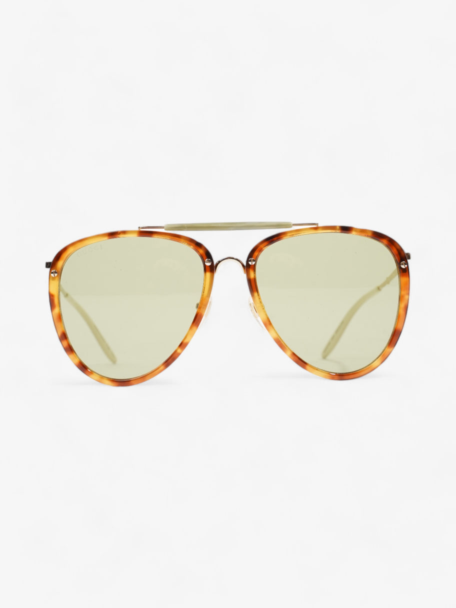 Gucci Aviator Tinted Sunglasses Tortoise  / Green Acetate 145mm Image 1