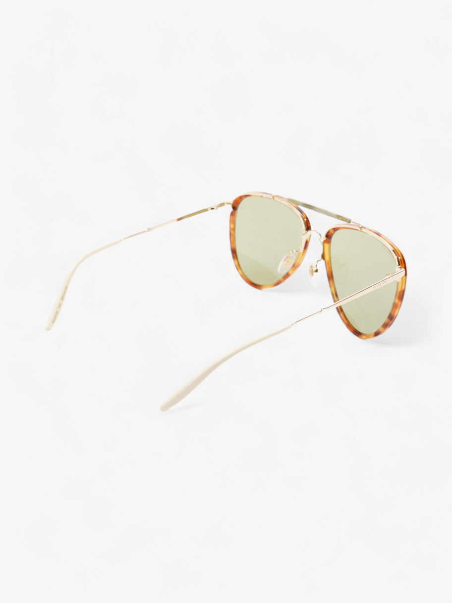 Gucci Aviator Tinted Sunglasses Tortoise  / Green Acetate 145mm Image 7