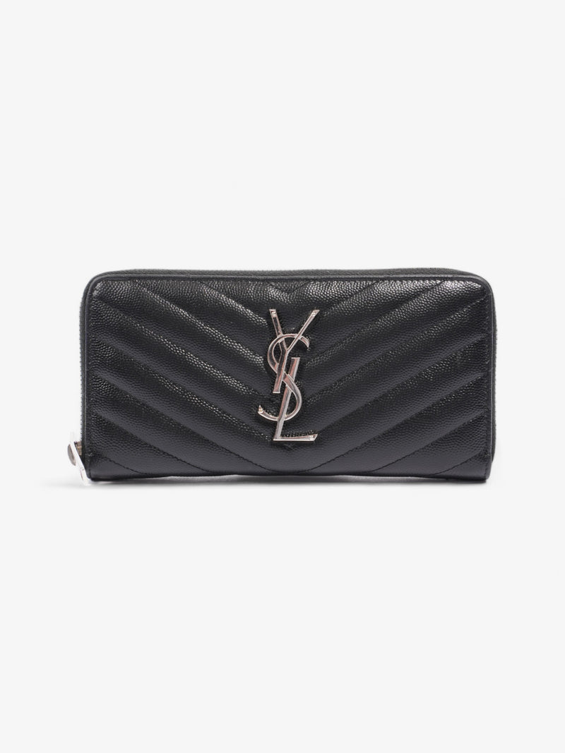  Saint Laurent Zip Around Wallet Black Grained Leather