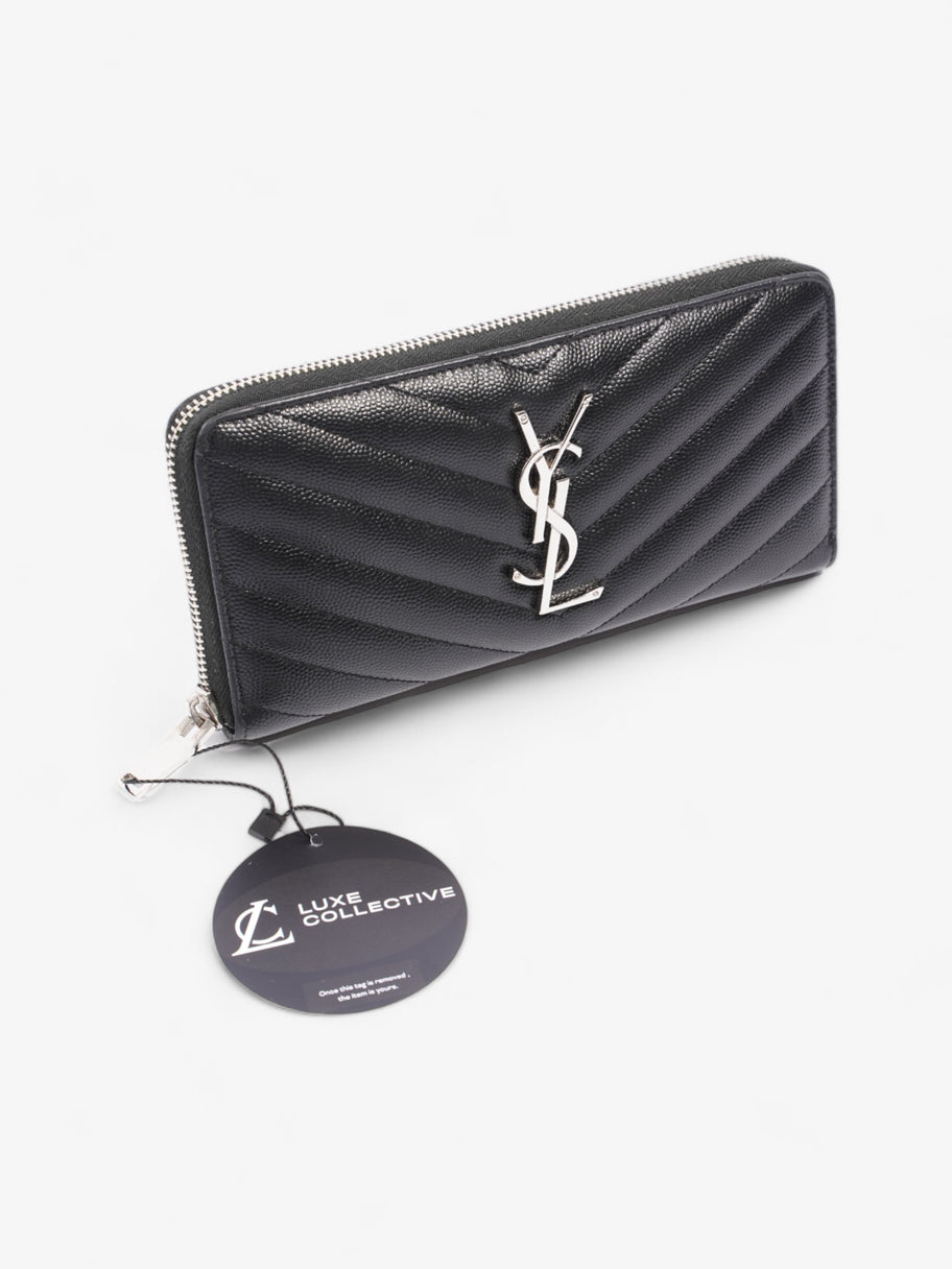 Saint Laurent Zip Around Wallet Black Grained Leather Image 6