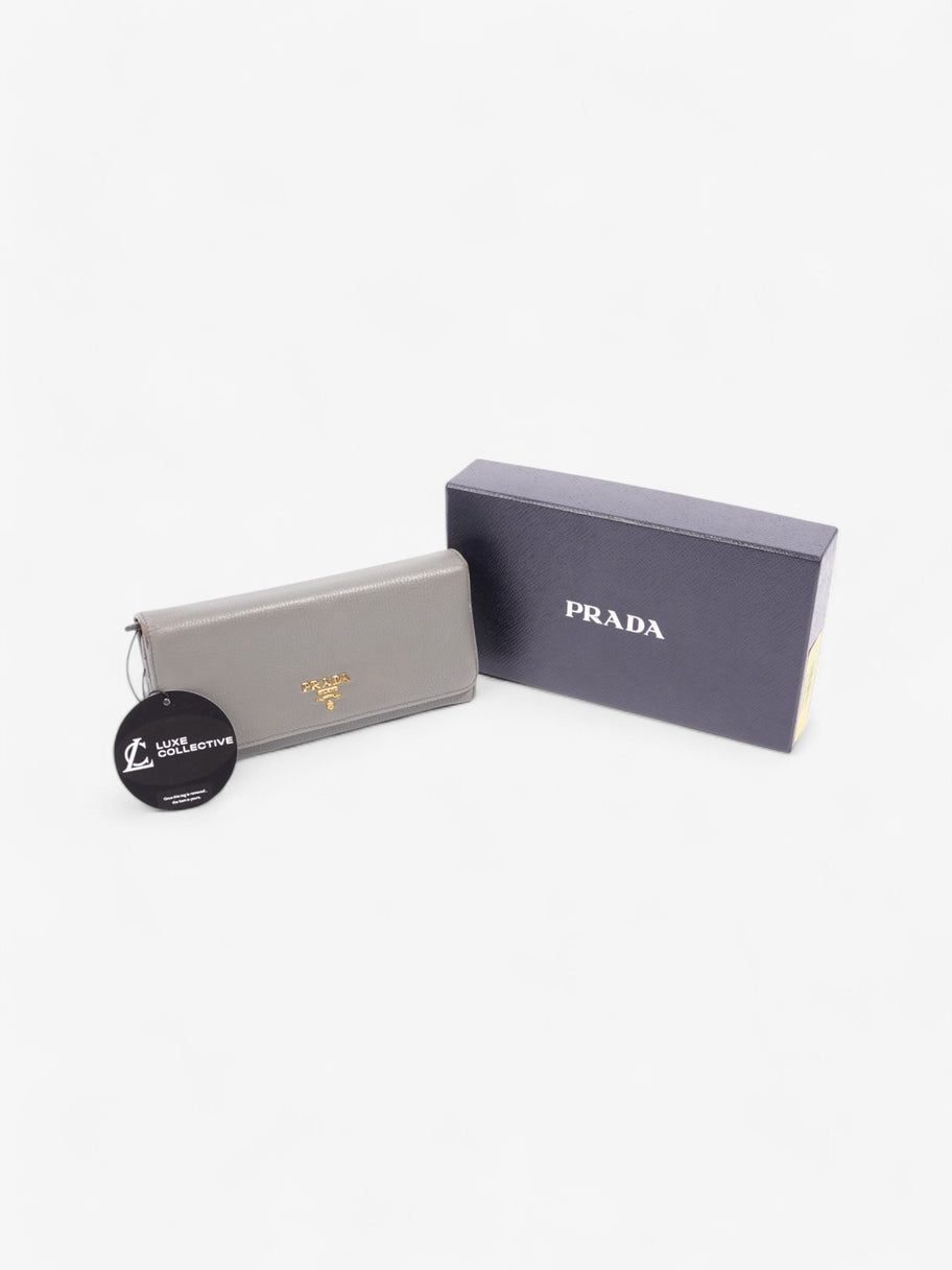 Prada Continental Wallet Grey / Gold Saffiano Leather Image 6