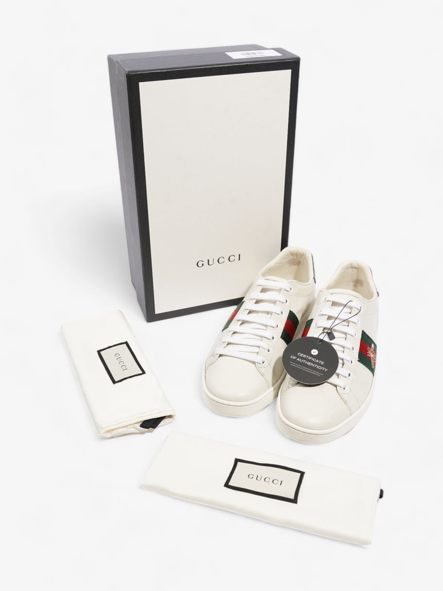 Gucci Ace Embroidered Bee Sneakers White / Green / Red Leather EU 38 UK 5 Image 10