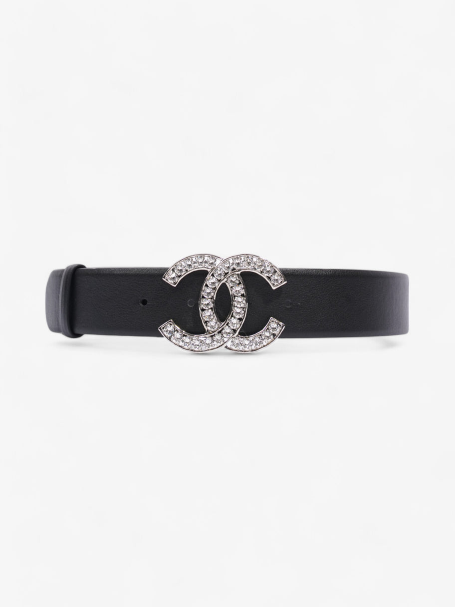 Chanel CC Crystal Belt Black / White Leather 70cm / 28