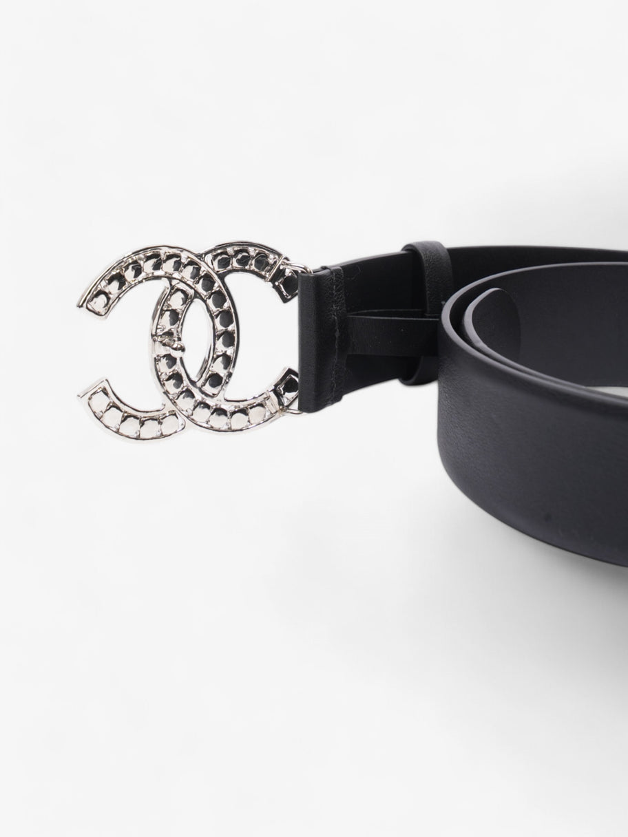 Chanel CC Crystal Belt Black / White Leather 70cm / 28