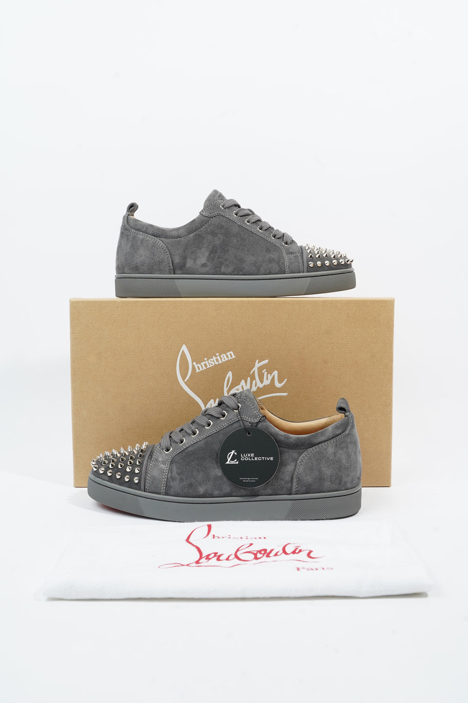 Christian Louboutin Louis Junior Spikes Grey Suede EU 42 UK 8 Image 12