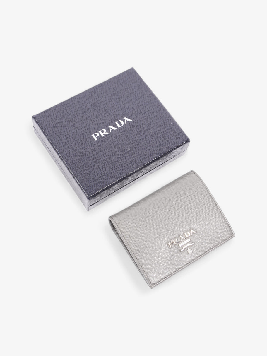 Prada Bifold Card Case Grey Saffiano Leather Image 6