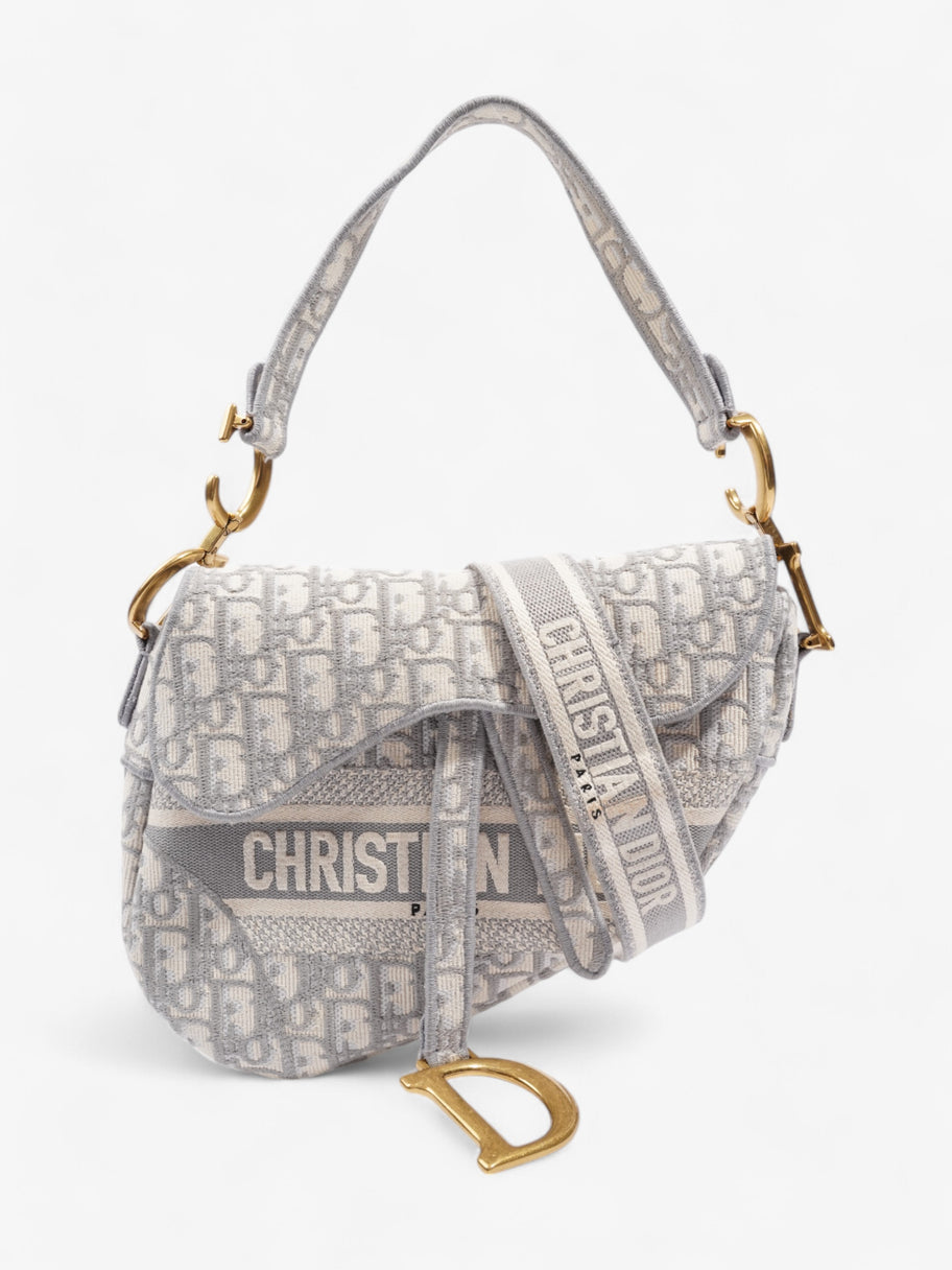 Christian Dior Saddle Bag with Strap Grey Oblique Canvas Image 1