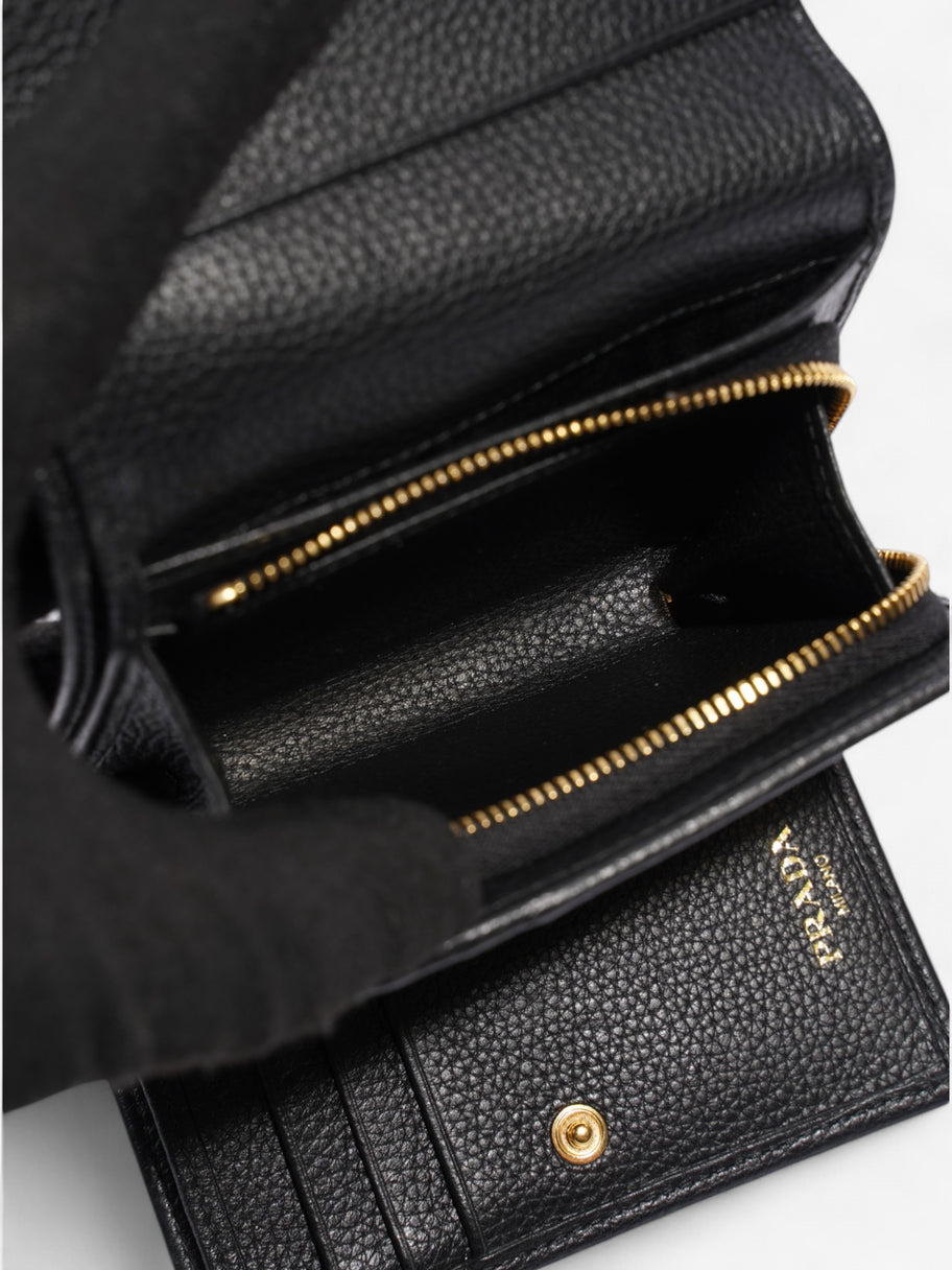 Prada Logo Wallet Black / Gold Saffiano Leather Image 10