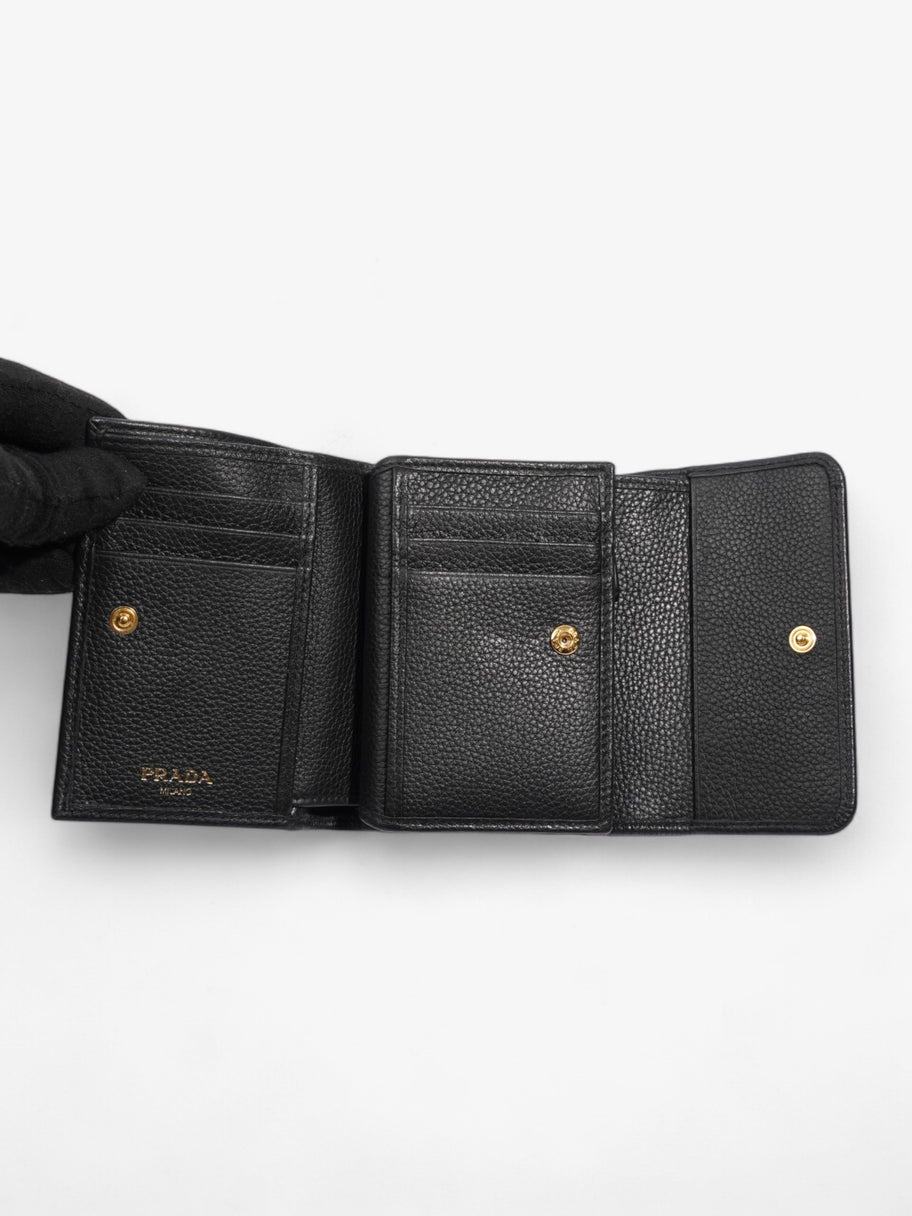 Prada Logo Wallet Black / Gold Saffiano Leather Image 8