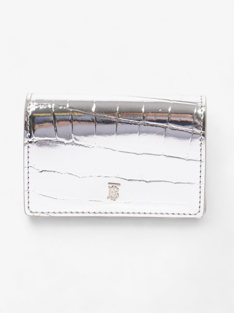  Burberry Jessie Card Holder Silver Embossed Leather