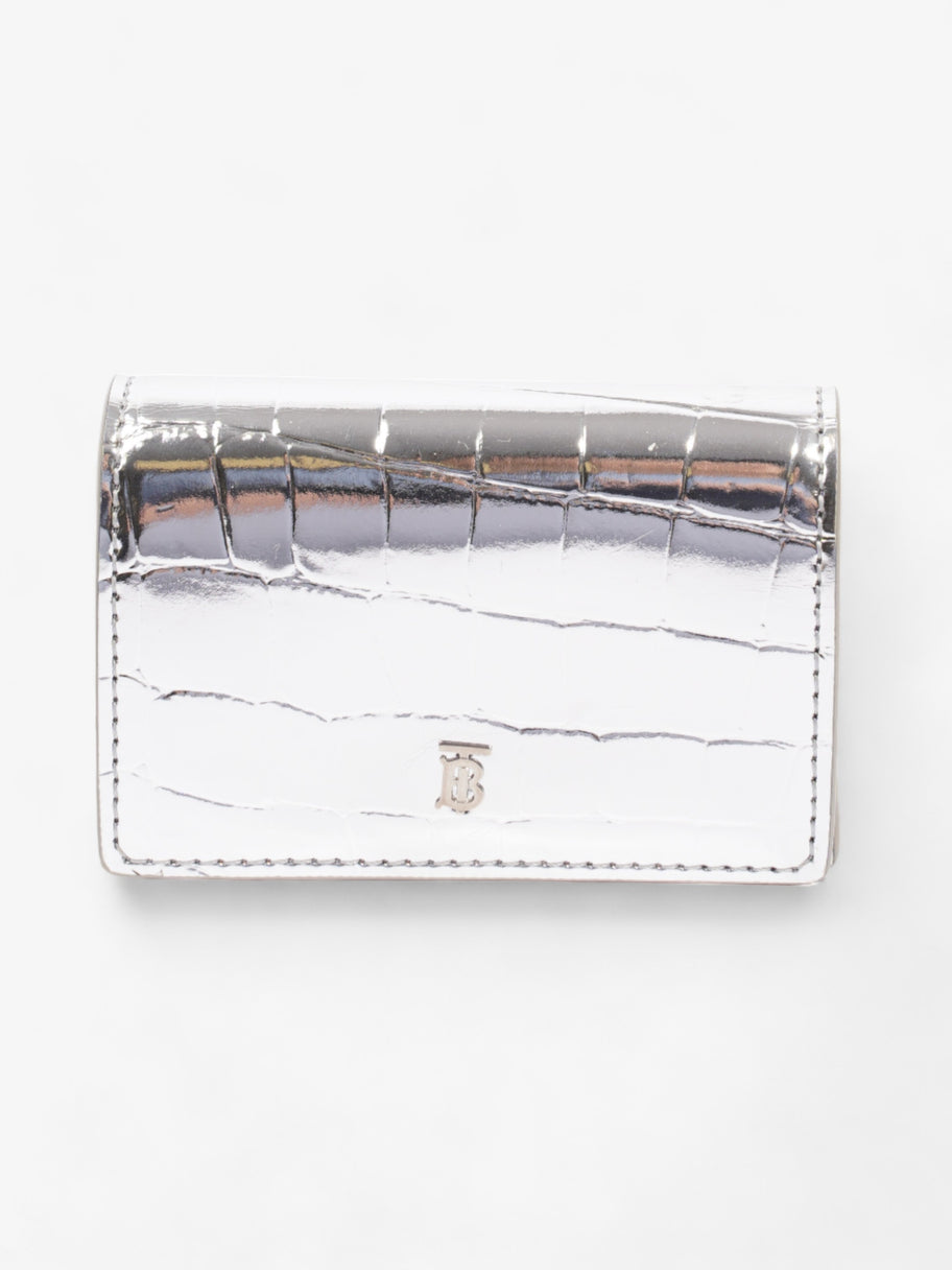 Burberry Jessie Card Holder Silver Embossed Leather Image 1