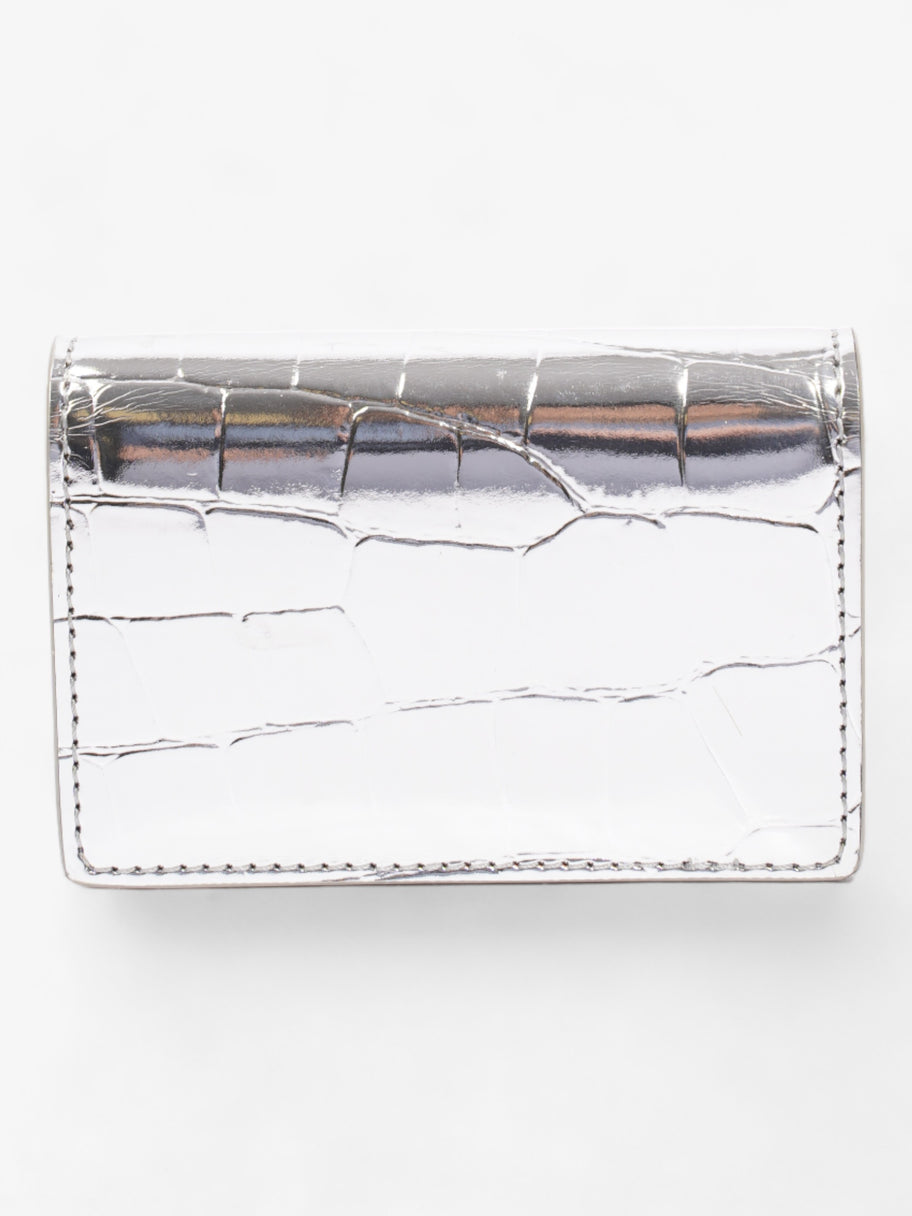 Burberry Jessie Card Holder Silver Embossed Leather Image 3