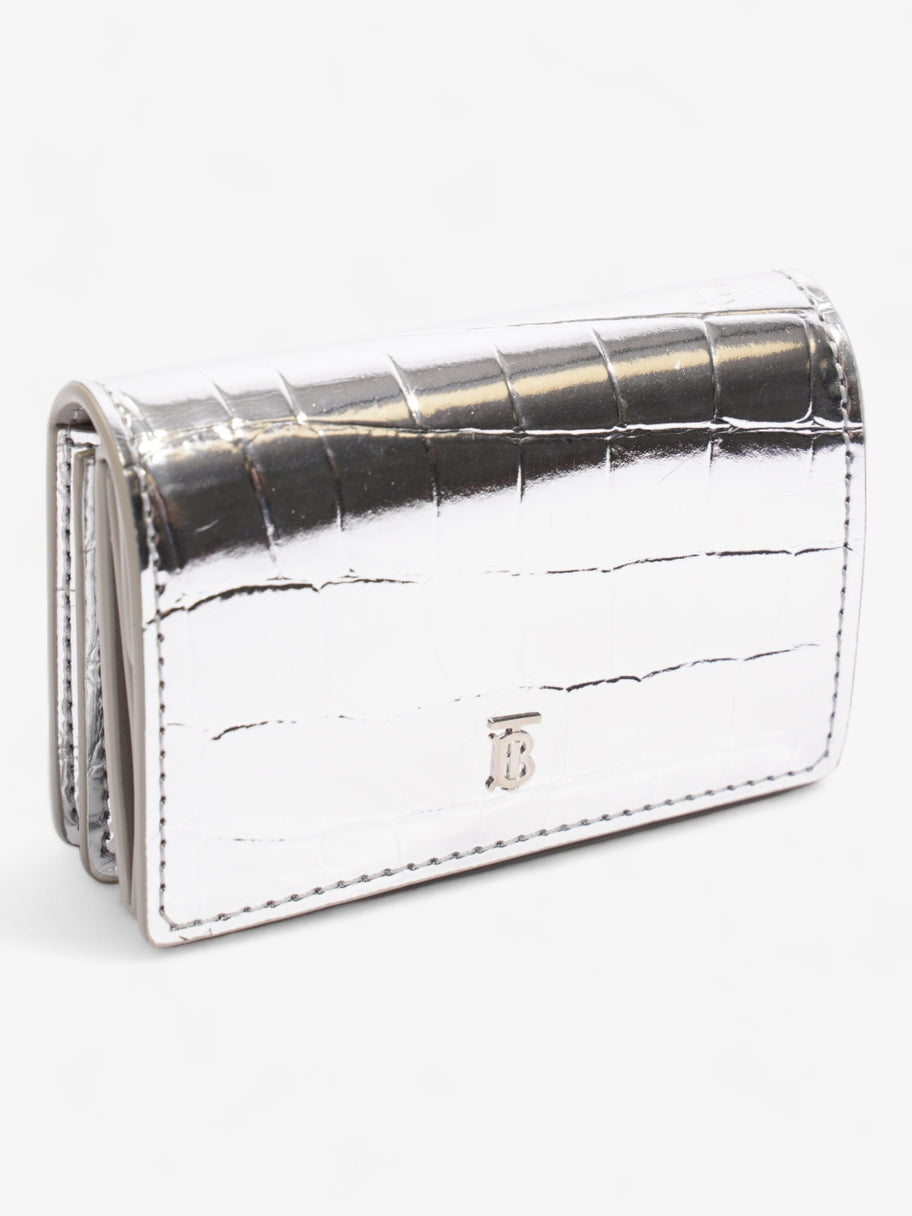 Burberry Jessie Card Holder Silver Embossed Leather Image 6