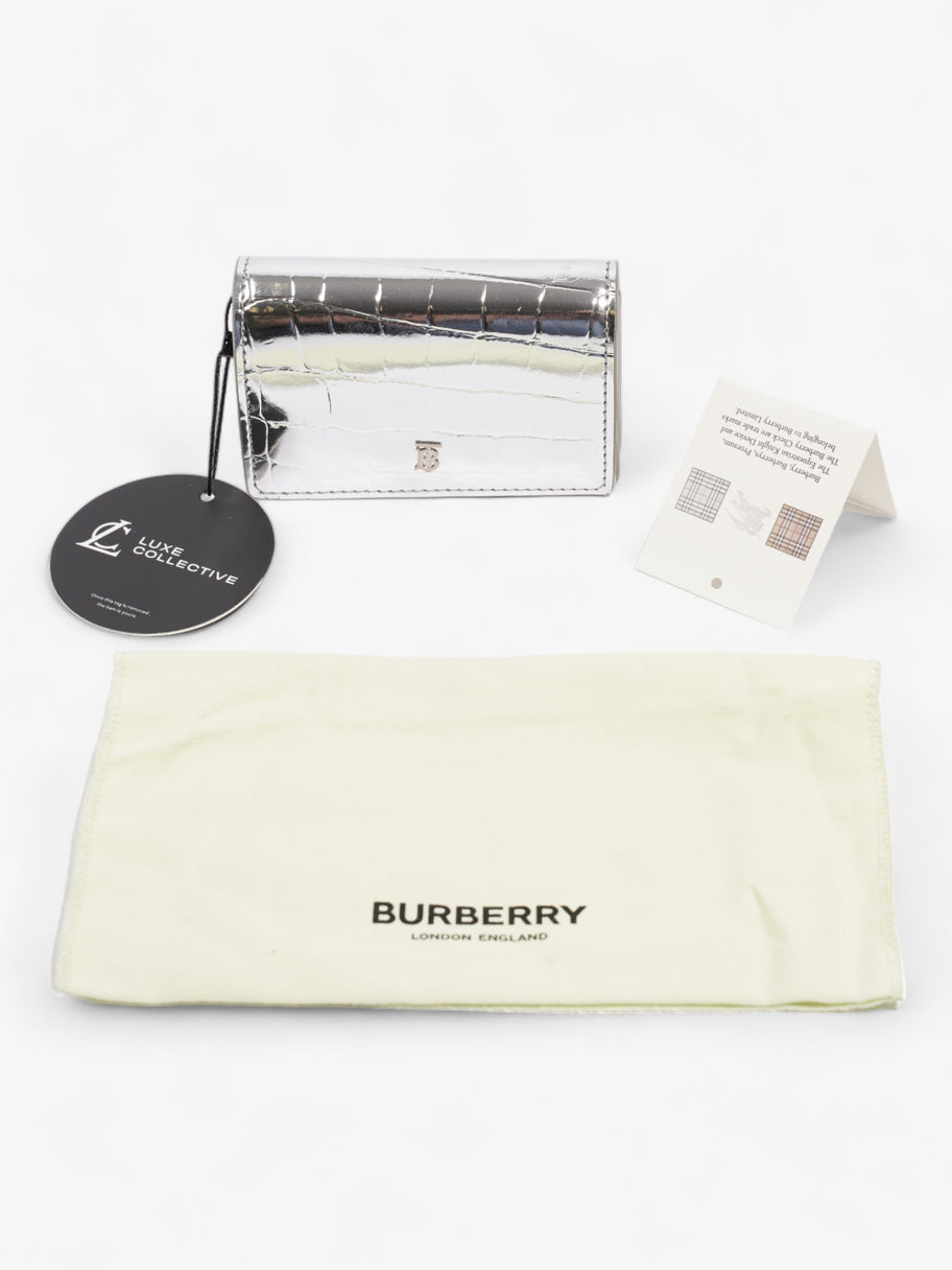 Burberry Jessie Card Holder Silver Embossed Leather Image 9