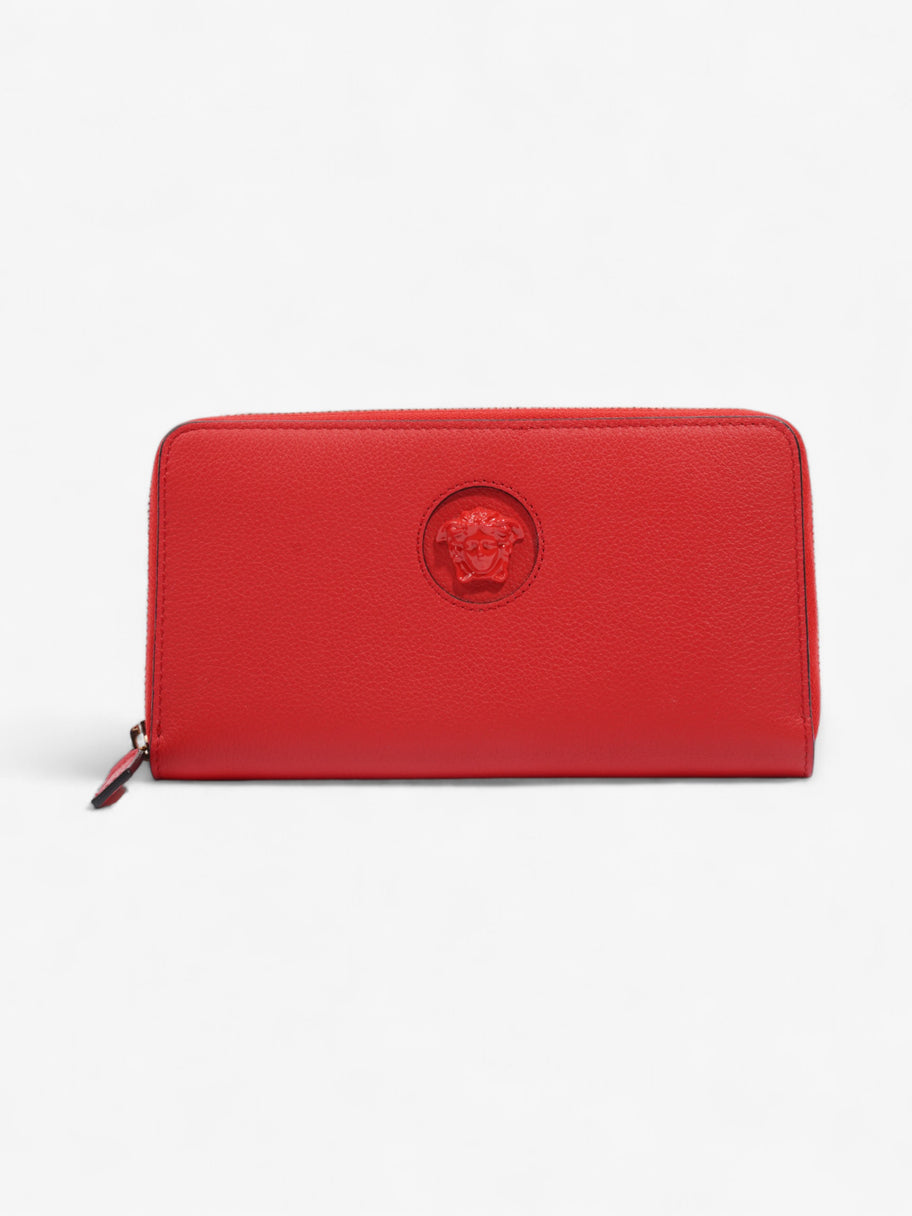 Versace Medusa Zip Around Wallet Red Leather Image 1