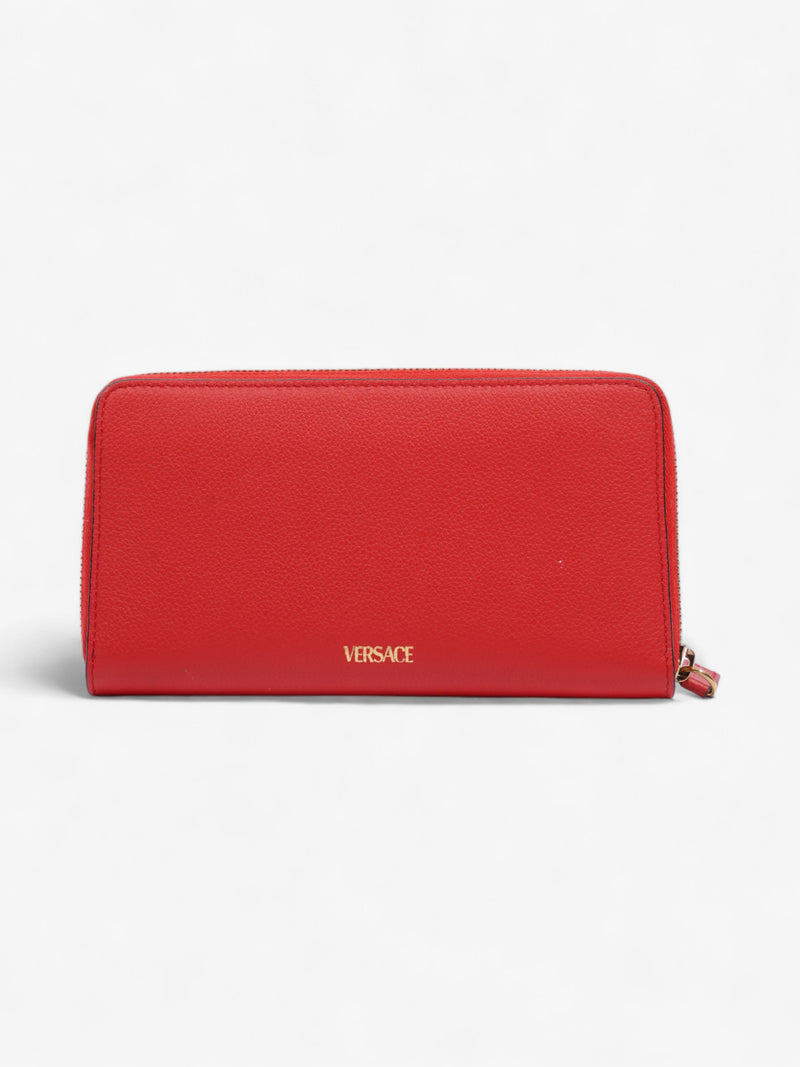  Versace Medusa Zip Around Wallet Red Leather