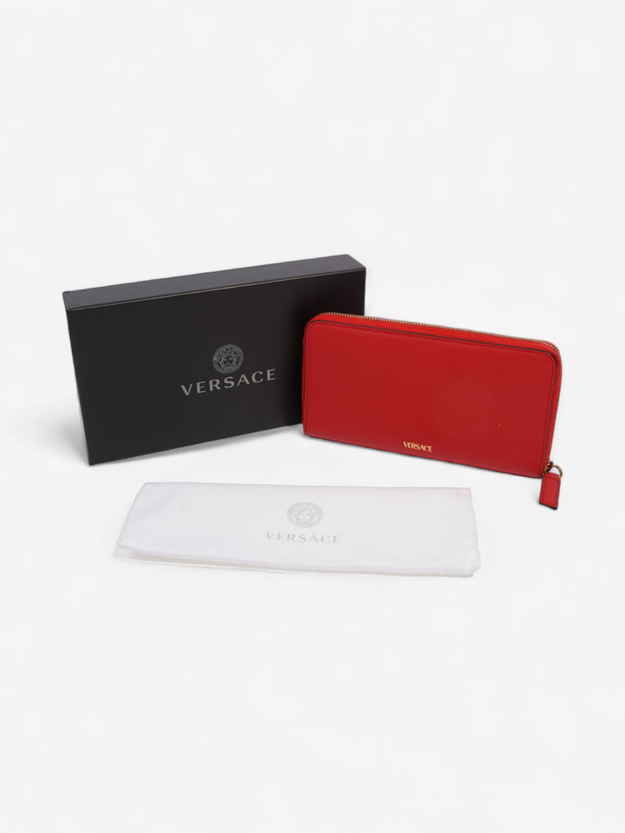 Versace Medusa Zip Around Wallet Red Leather Image 8