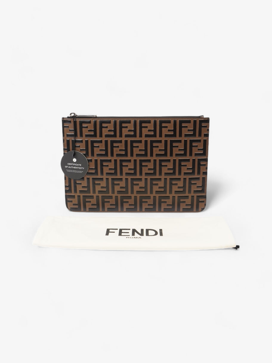 Fendi Monogram Clutch Bag BRown Leather Image 8