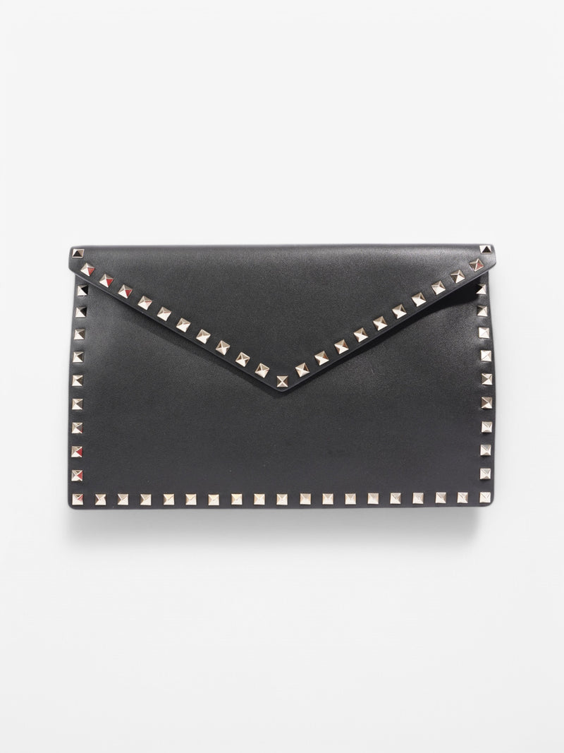  Valentino Rockstud Clutch Black Leather