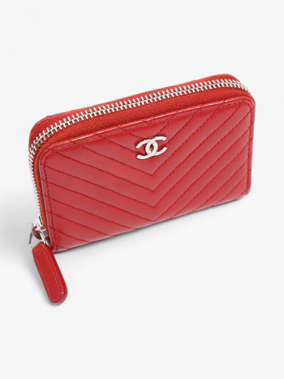 Chanel Zip Around Coin Purse Red Lambskin Leather Image 6