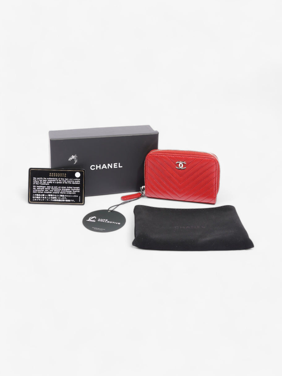 Chanel Zip Around Coin Purse Red Lambskin Leather Image 9