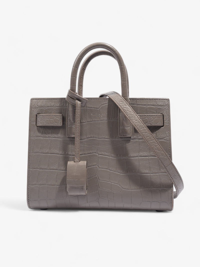  Sac De Jour Grey Croc Embossed Leather Nano