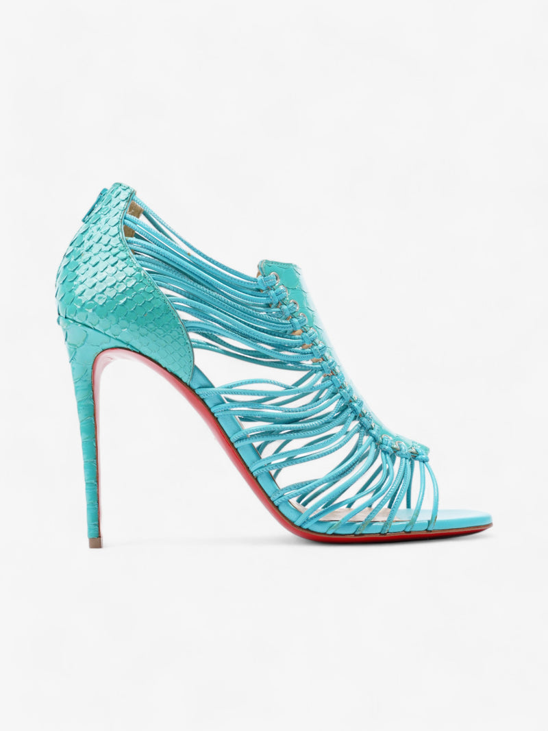  Christian Louboutin Lace Up Heels 100 Blue Snakeskin EU 40 UK 7