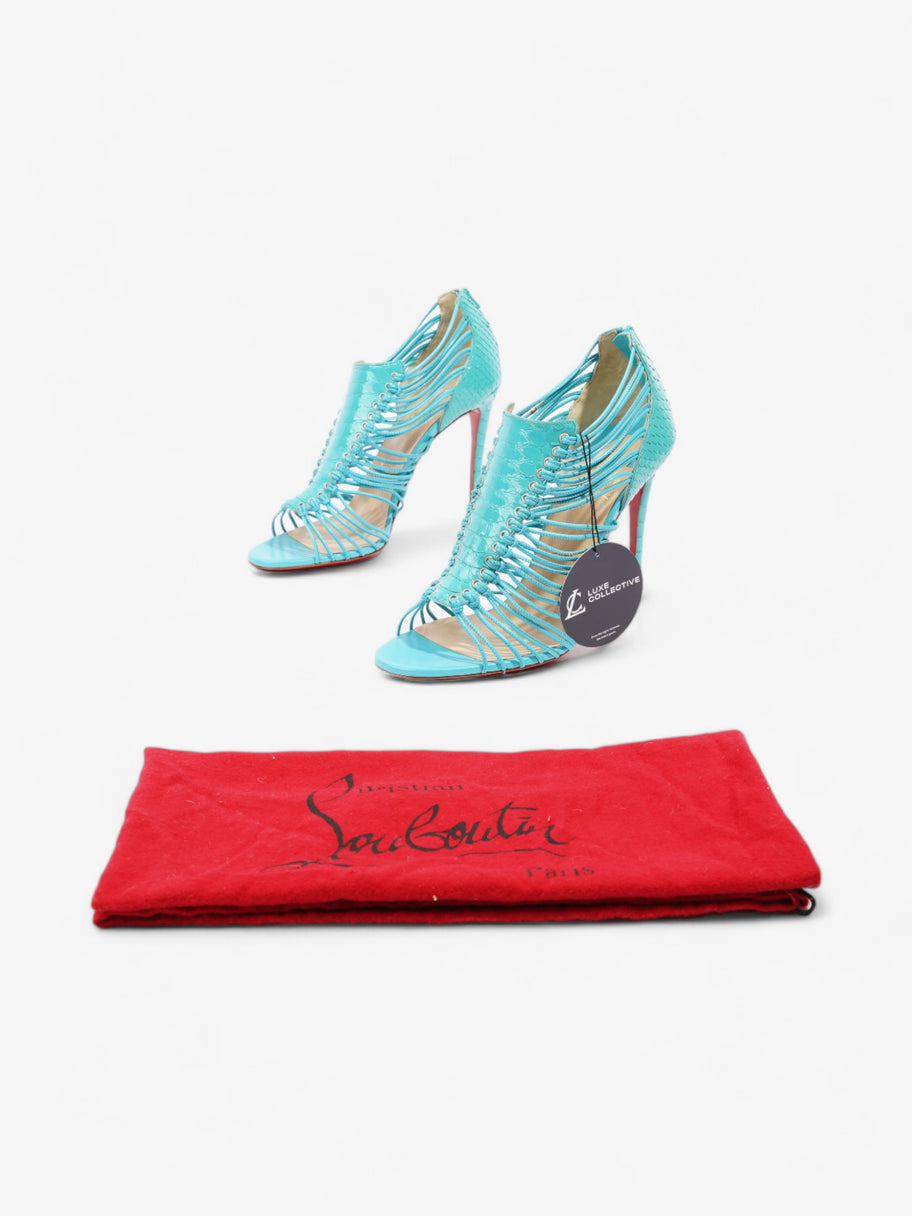 Christian Louboutin Lace Up Heels 100 Blue Snakeskin EU 40 UK 7 Image 10