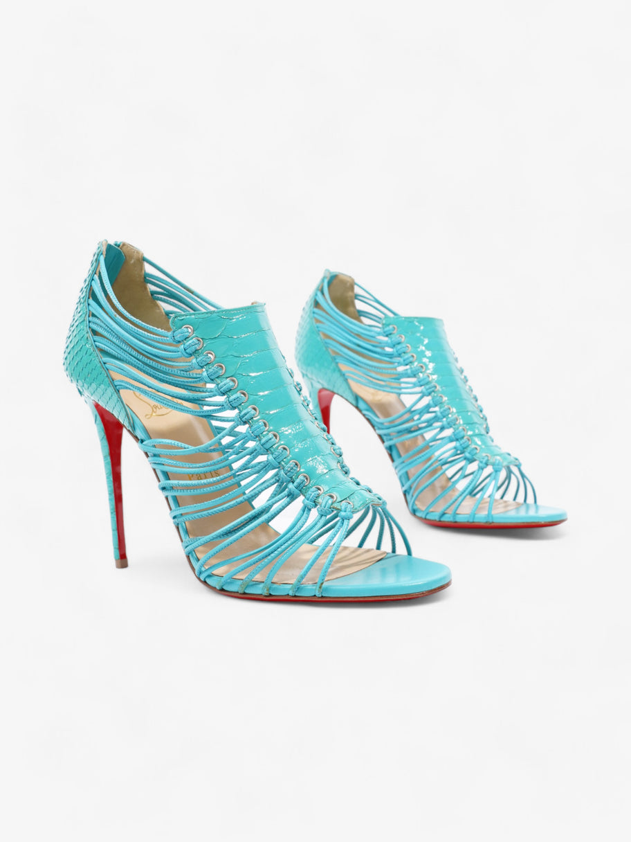 Christian Louboutin Lace Up Heels 100 Blue Snakeskin EU 40 UK 7 Image 2