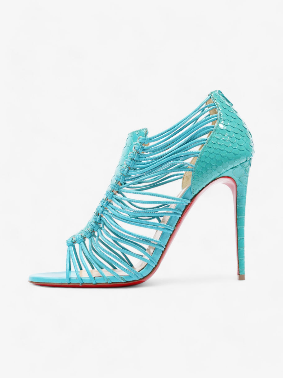 Christian Louboutin Lace Up Heels 100 Blue Snakeskin EU 40 UK 7 Image 5