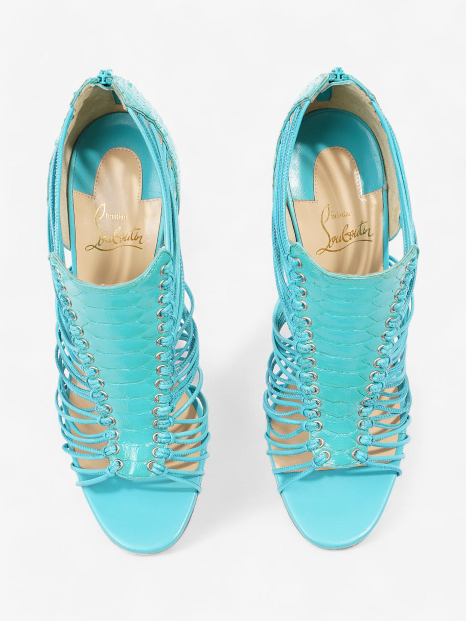 Christian Louboutin Lace Up Heels 100 Blue Snakeskin EU 40 UK 7 Image 8