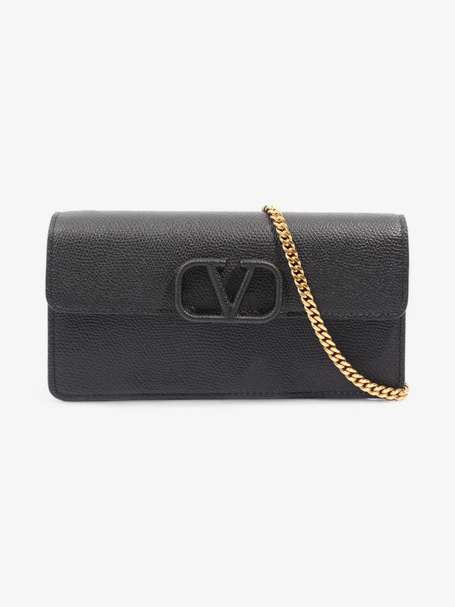 Valentino VLogo Signature Chain Wallet Black Leather Image 1