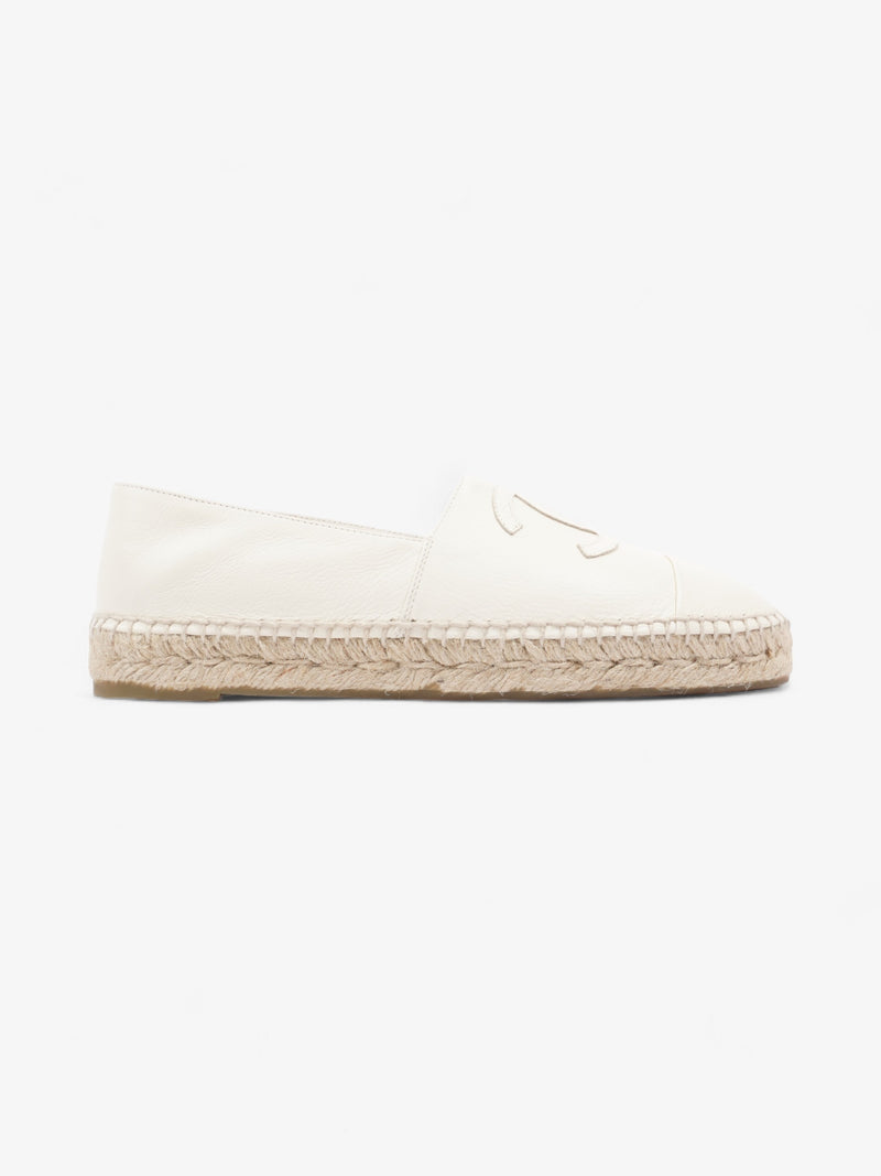  Chanel CC Cap Toe Espadrilles White Leather EU 41 UK 8