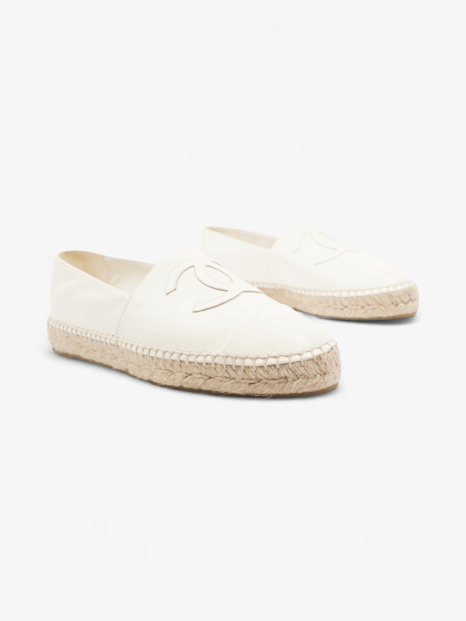 Chanel CC Cap Toe Espadrilles White Leather EU 41 UK 8 Image 2