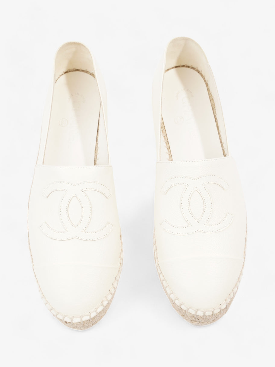 Chanel CC Cap Toe Espadrilles White Leather EU 41 UK 8 Image 8