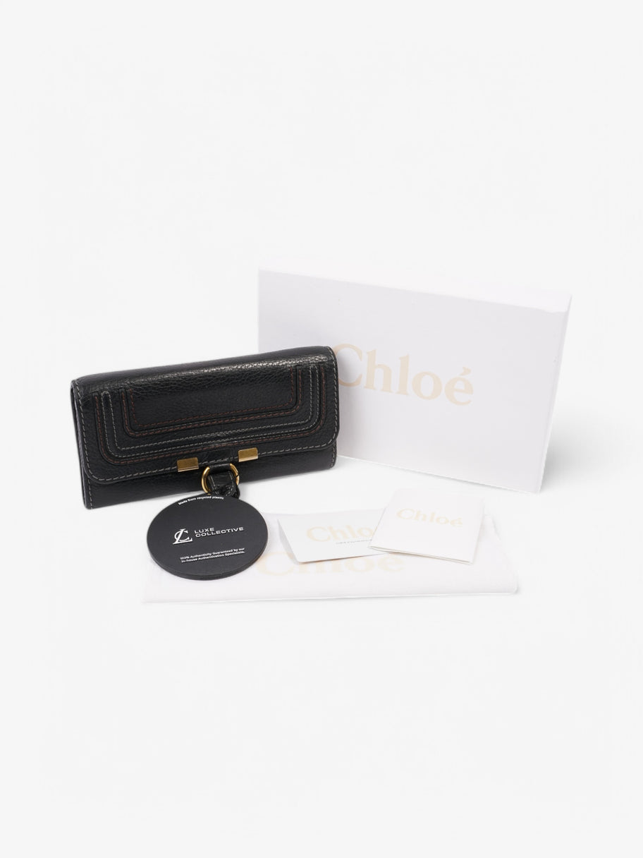 Chloe Marcie Fold Over Long Wallet Black / Gold Calfskin Leather Image 10